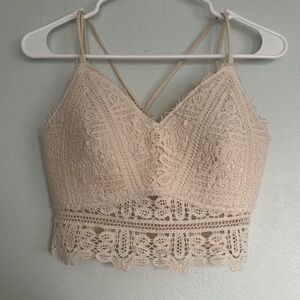 Cream Lace Crochet Crop Top